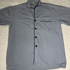 BedHead Charcoal Long-Sleeve Button-Down Pajama Shirt with Black Piping